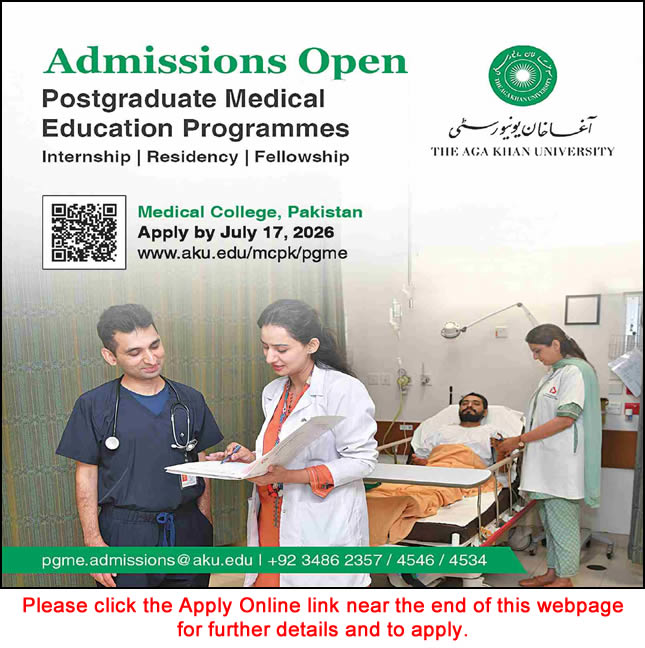 Aga Khan University Medical Education Programs June 2026 Apply Online for Postgraduate Training Opportunities