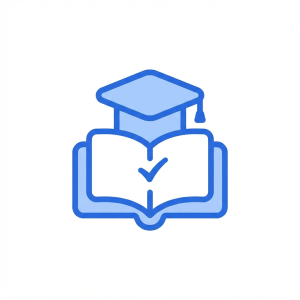 Education category icon with graduation cap and open book for SadaHelp