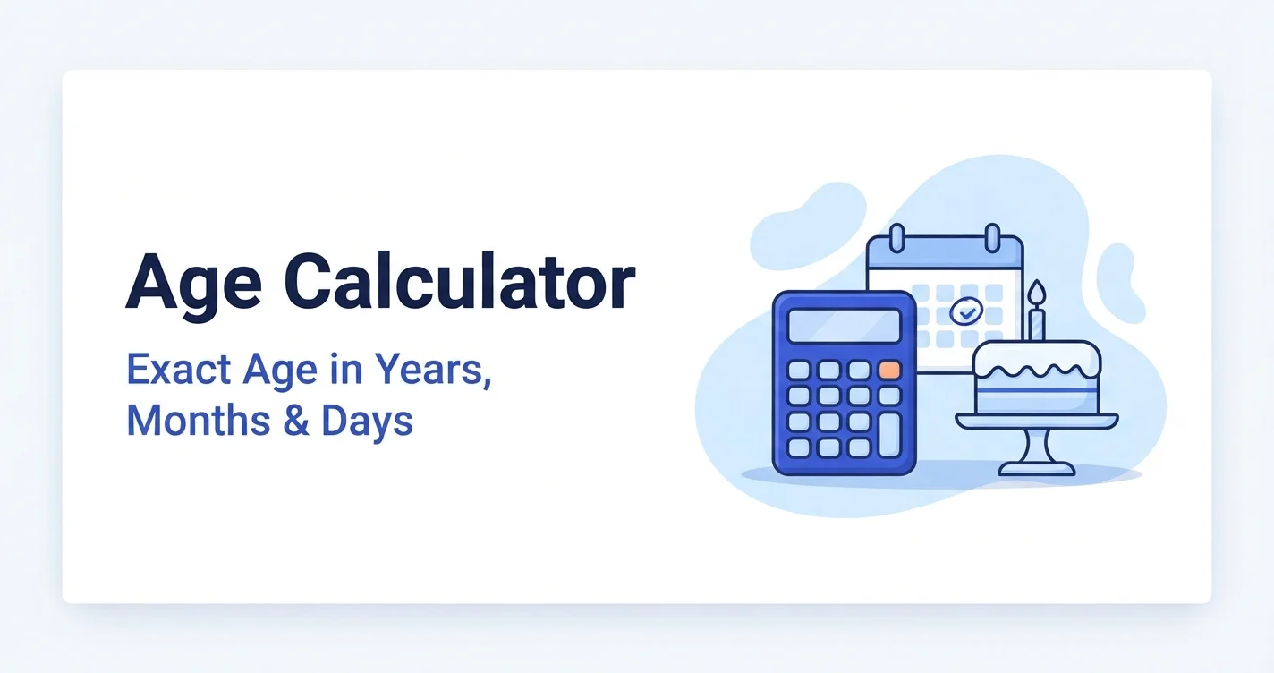 Age calculator showing exact age in years, months and days